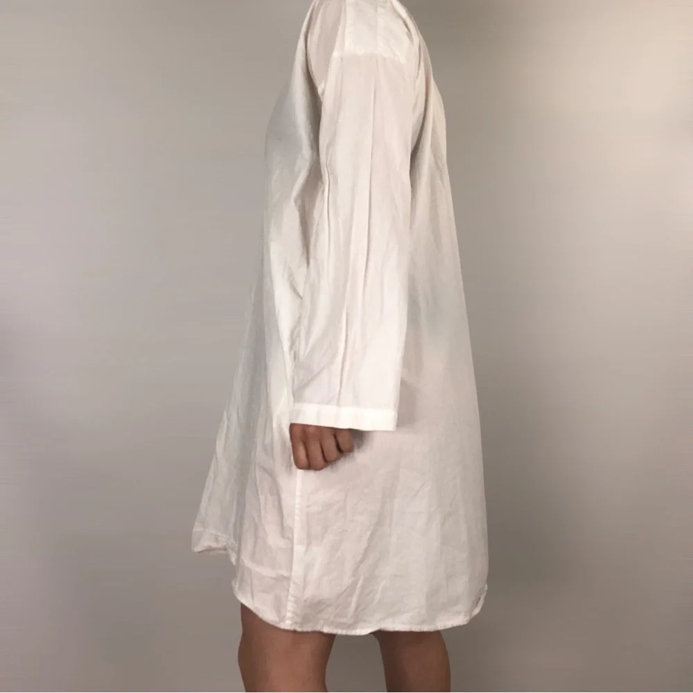 Domi Organic Cotton Tunic Dress White Button Lightweight Sleep Gown - Picture 5 of 10